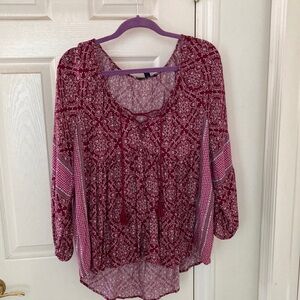 Women's Floral Boho Top - Red